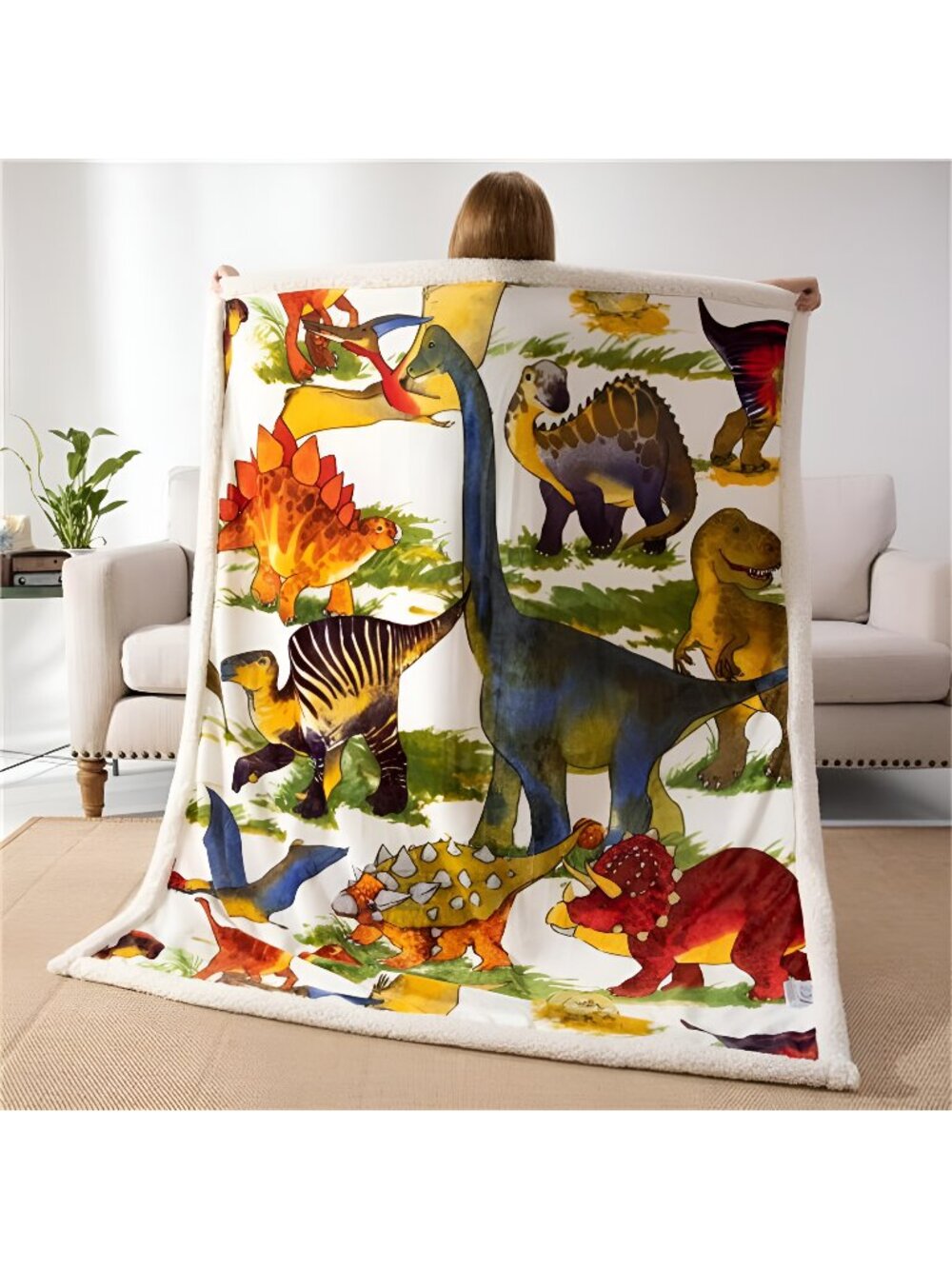 Throw Blanket for Kids Sherpa 50×60 inches, Jurassic Park Blanket,